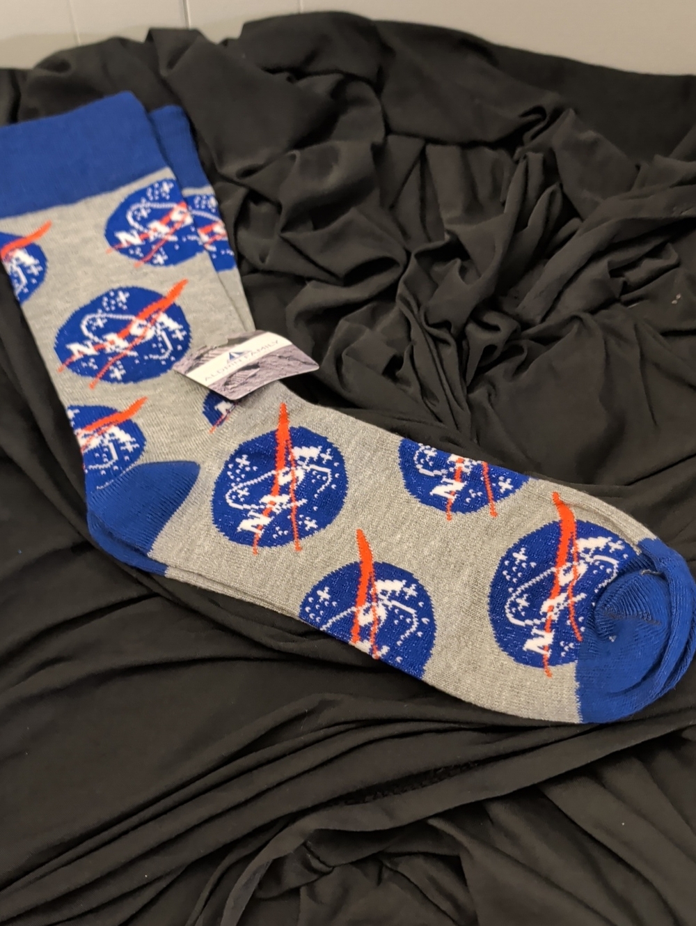 Logo Crew Socks - Gray & Blue Patterned Socks